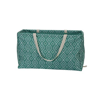 Household Essentials Rectangular Krush Container, All‑Purpose Utility Tote with Diamond Pattern, Teal - color: Teal Geo