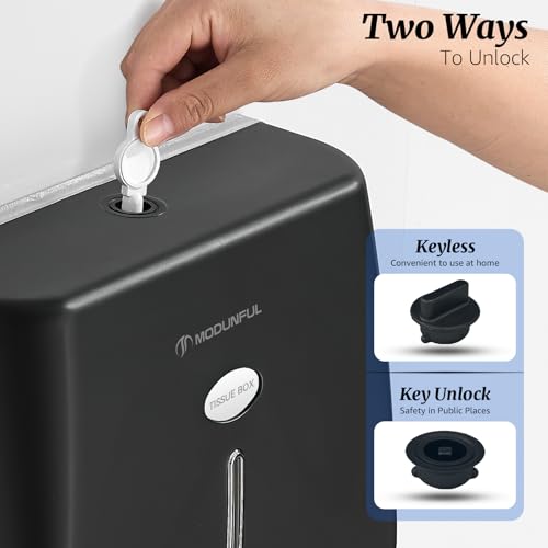 modunful Folded Wall-Mount Paper Towel Dispenser Black, Keyless for Home - color: D-221 Black