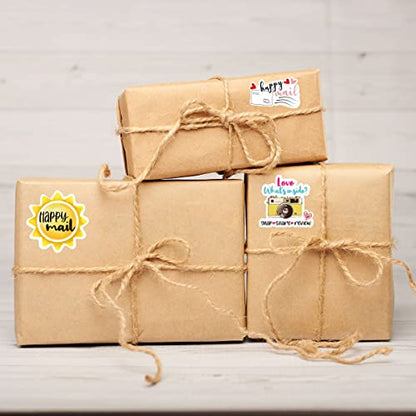 Happy Mail Stickers Roll 500 Labels Per,Cute Sun Mailing Stickers for Small Business Envelopes Shipping Package Packing - color: Happy Mail Sun
