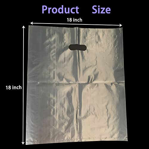 100 Pack 18"x18" Clear Merchandise Plastic Shopping Bags with Handles,2 Mil Thick Clear Plastic Shopping Bags -Die Cut Handles Large Retail Bags,Trade Show, Party& Multiple Occasions(No Gusset)