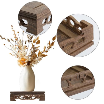 Wooden Display Stand Base 5.43" x 5.43" Square Wood Carved Pedestal - style: Square