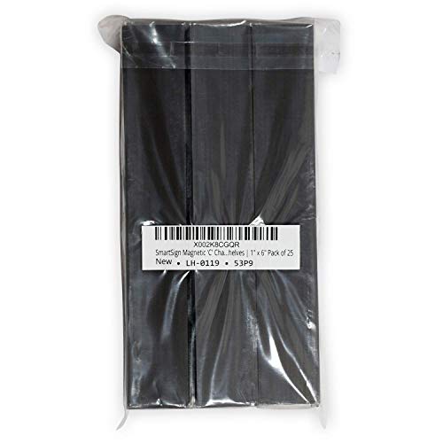SmartSign Magnetic 'C' Channel Label Holders for Metal Racks and Shelves | 1" x 6" Pack of 25 - size: 1" x 6"