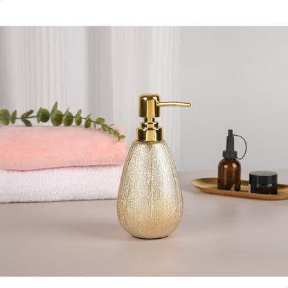 3D Textured Brushed Gold Ceramic Soap Dispenser 2 Pack, Shiny - color: Brushed Gold 2 Pack