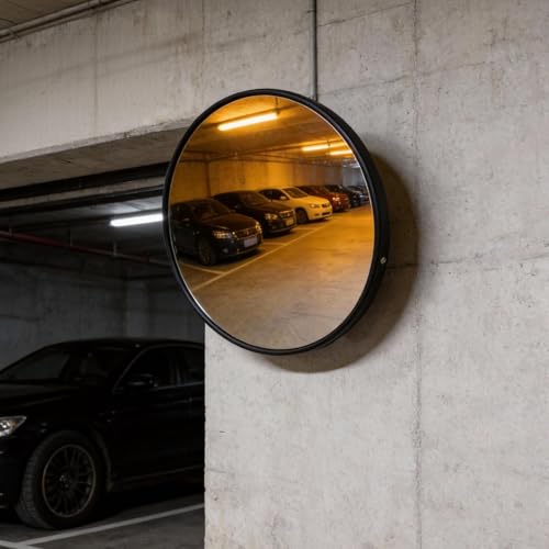 Convex Security Mirror, 12 Inch Adjustable Wide View, Lightweight Acrylic Shatterproof PC Traffic Mirror for Traffic, Parking, Driveway, Store, Garage, Warehouse, Blind Spot