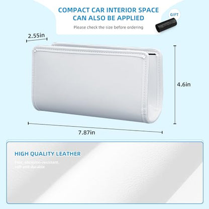 Car Trash Can, Universal Leather Foldable Leakproof Garbage Bins Car Door Organizer Holder (White) - color: White