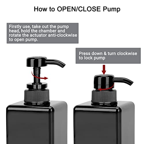 Suream Plastic Shampoo Bottles with Pump 15oz/450ml, Black Bathroom Shampoo and Conditioner Dispenser, Refillable Reusable Empty Pump Press Bottle for Shower, Massage Oil, Lotion, Liquid Soap, 3Pack - color: Black, size: 450ml/3pc