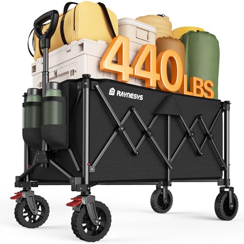 200L Wagons Carts Foldable with Wheels and Brakes for Camping Grocery - color: Black, size: 200l