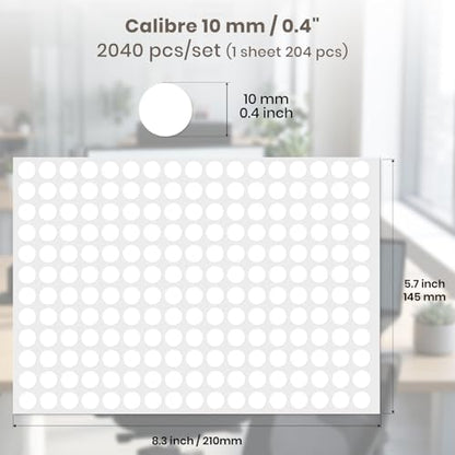 2040 Pcs Dot Stickers 0.4" Color Coding Labels, White - color: White