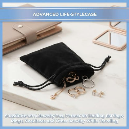 50 Pack Little Velvet Jewelry Bags, Black Drawstring Bags, 3x4 inch Small Gift Bags, Coin Pouch Velvet Bags for Jewelry Storage, Wedding Party Favor Small Business Packaging