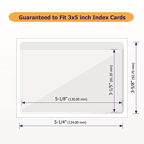 IMAGAME Clear Adhesive 3" x 5" Index Card Pockets, Labels Holders, 50 Pack - size: 3-5/8" x 5-1/4" for 3" x 5" Index Cards