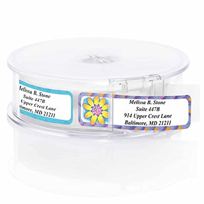 Imagination Assorted Designer Rolled Address Labels with Elegant Plastic Dispenser - size: 250 Labels, style: Imagination Assorted