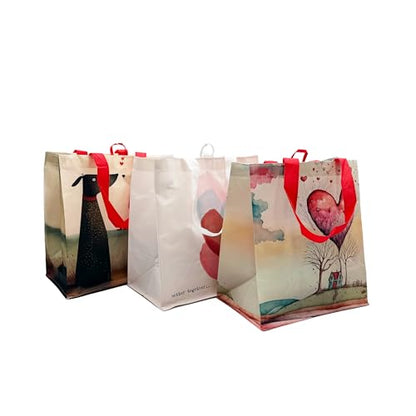 Earthwise Reusable Grocery Bags – Valentine’s Day Gift Totes, Foldable & Water‑Resistant Shopping Bags, Durable Multi‑Use Eco Bags (6 Pack)