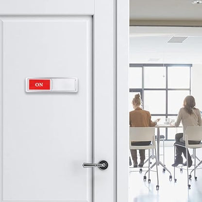 ON OFF Sign,Sliding Status Sign for Home Office Bathroom Conference Room - color: Silver On Off