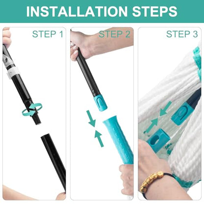 KeFanta Self Wringing Twist Mop with 57 " Long Handle, Easy Wring mop - color: Teal (1 Handle & 1 Mop Head)