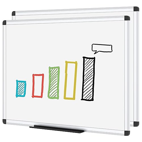 VIZ-PRO Dry Erase Board, 48 x 36 Inches, 2 Pack, Wall Mounted Whiteboard - size: 48 x 36 Inches