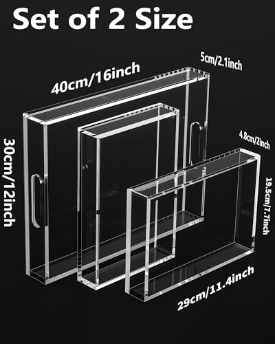 Acrylic Serving Tray Set of 3-16x12 & 7.7x11.4 Inch Clear Luxury Trays for Kitchen, Dining, Bathroom Organizer - Non-Slip, Scratch-Resistant, Spill-Proof Design - Ideal Gift for Housewarming, Parties - style: 3Pack Clear Tray