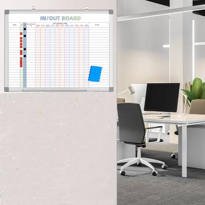 in and Out Calendar Dry Erase Board for Wall with 20 Magnetic Blocks, in/Out Planner for Office Staff Schedule L:24x18 - size: 24" x 18"