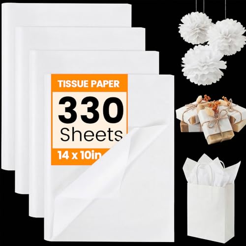 Koogel 330 Sheets White Tissue Paper, 14 X 10 inches Tissue Paper Bulk - color: White