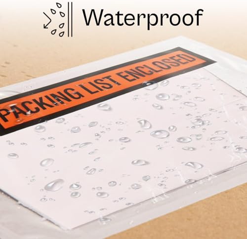 PSBM 1000 PCS 4.5 x 5.5 Inch Orange Panel Face Packing List Enclosed Envelopes, Invoice Packing Slips Pouch for Mailing Labels, Invoices, Documents and Slips - size: 4.5 Inch x 5.5 Inch Orange / Back Side Load