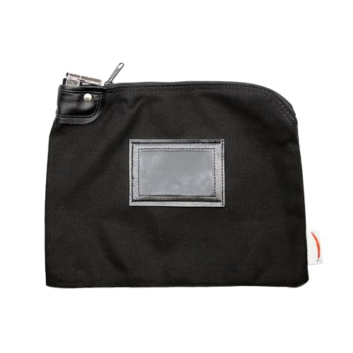 Locking Canvas Cash Bag, Black, 9 x 12 Inch - color: Black