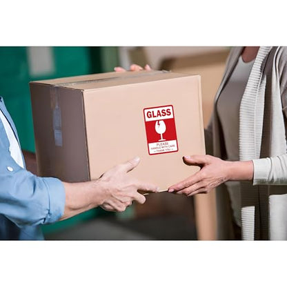 4 x 6 Inch Large Glass Fragile Stickers for Shipping Handle with Care Label