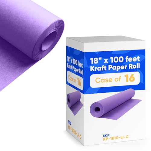18" x 1200" (100 ft) Lilac Kraft Paper (Case of 16 Rolls), Made in USA - color: Lilac, style: Bulk Case - 1 Color