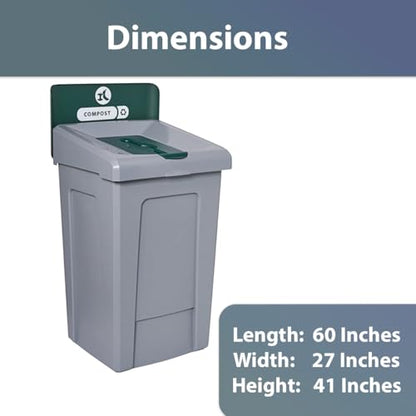33 Gallon Compost Recycling Station with Lid, Recycle Bin, Exterior Trash Can, Recycling Station Kit, Heavy Duty Premium Plastic, Indoor/Outdoor, Perfect for Kitchen, Home, Office, Garden, Garage - size: Compost