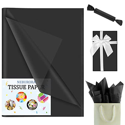 NEBURORA 60 Sheets Black Tissue Paper Set Halloween Gift Wrap Paper(Black) - color: Black