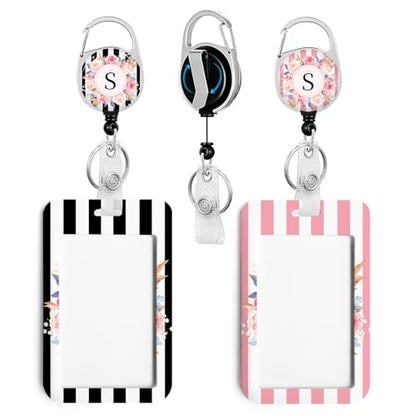 2 Pack A-Z Letter ID Badge Holder with Clip Badge Reels - color: 2pack-s