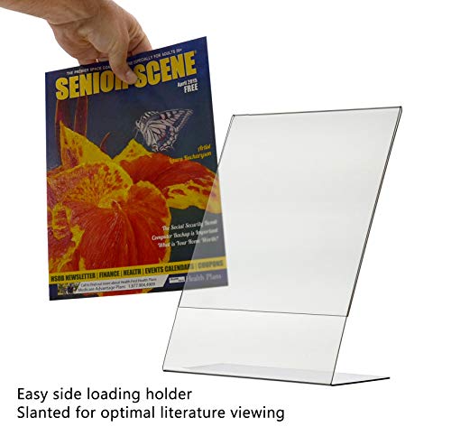 Marketing Holders Sign Holder 8.5" x 11" Literature Flyer Frame Side Load Letter Notice Menu Pricing Deli Table Tent Countertop Expo Event Display Stand Clear Durable Acrylic - size: Side Load 8.5"w x 11"h