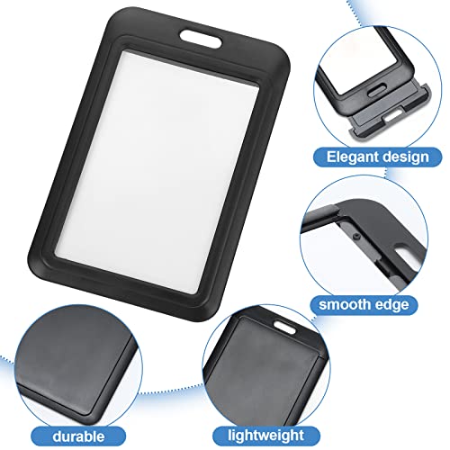 Eaasty 40 Pcs Hard Plastic ID Badge Holder Vertical Slide Open Card Case