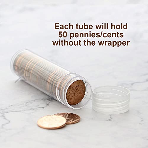 OnFireGuy 10pcs Coin Storage Tubes | Penny/Cent Coin Tubes Round Clear Tubes with Screw-on Lid Made in USA by Edgar Marcus - size: Penny/Cent