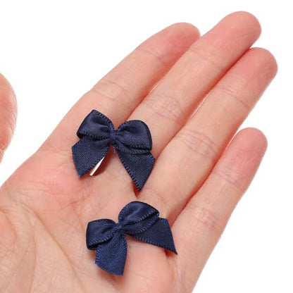 MECCANIXITY Mini Ribbon Bow 1" Mini Fabric Flower Bows Navy 150Pcs - color: Navy