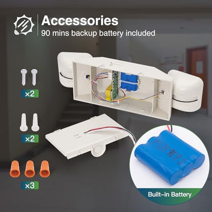 FREELICHT 4 Pack Emergency Lights for Business, Square Heads, 90min Battery - size: 4 Pack