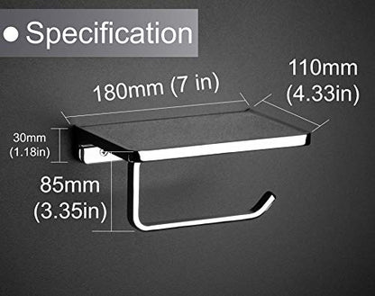 Linkaa Wall Mount Toilet Paper Holder with Phone Shelf Polished Chrome - color: Polished Chrome