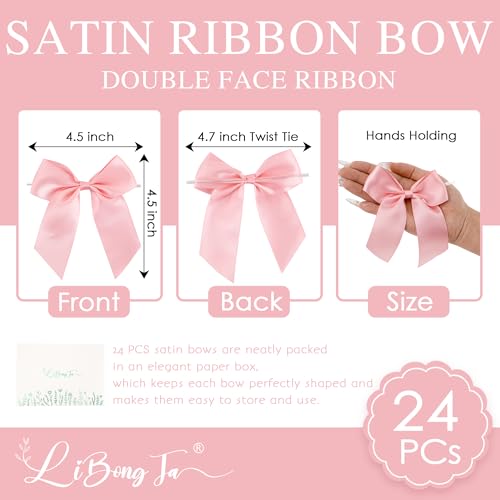 Baby Pink Pre-Made Twist Tie 4.5 Inch Gift Wrap Bows 24 Counts - color: Pink
