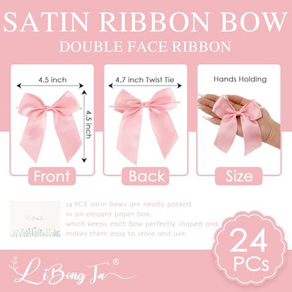 Baby Pink Pre-Made Twist Tie 4.5 Inch Gift Wrap Bows 24 Counts - color: Pink