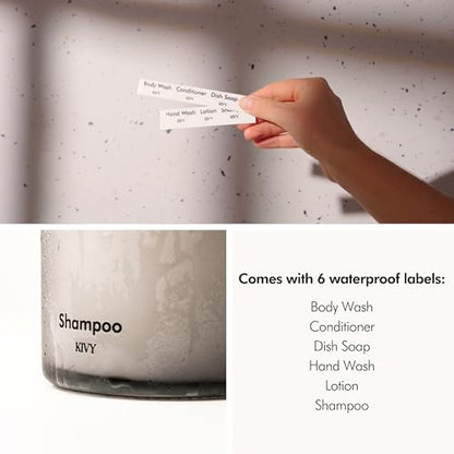 KIVY Glass Soap Dispenser Set 2X 16oz - incl. Waterproof Labels - with Pump - color: Matte Black