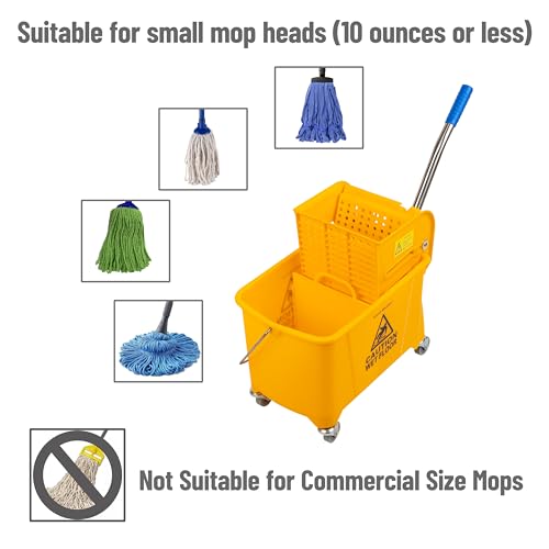 Mind Reader 5.5-Gallon Mop Bucket with Wringer for Small Mops, Yellow - size: Mop Bucket Only
