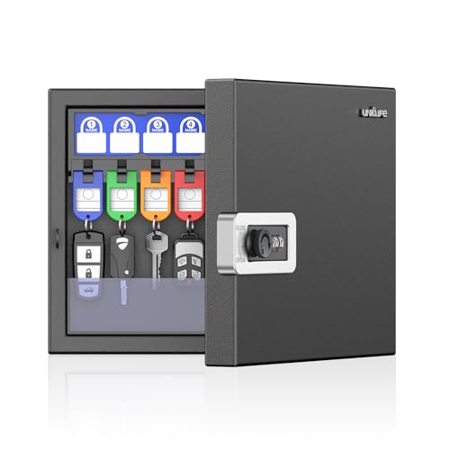 Uniclife 16 Keys Key Lock Box, Wall Mount Key Box, Key Cabinet - color: Black, size: 16-Key(Combo Lock)
