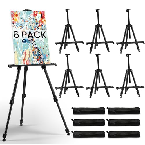 RRFTOK 6 Pack 17-66 Inch Art Easel Stand for Painting and Sign, Black - style: 66B 6-Pack