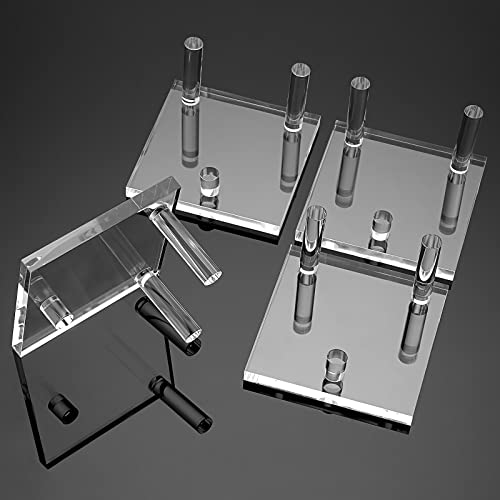 Hipiwe 4-Pack Clear Acrylic Display Stand, Three-Peg Large Rock Holder