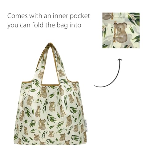 allydrew Medium Foldable Tote Nylon Reusable Grocery Bag (Set of 2) - color: Koalas