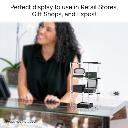 Marketing Holders Spinning Acrylic Cabinet 24" High Clear Locking Case with 2 Shelves Hexagon Shape Countertop Retail Display 2 Keys Included for Bakeries Gift Shops Galleries and Museums
