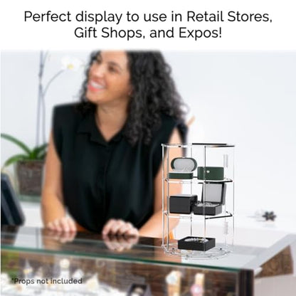 Marketing Holders Spinning Acrylic Cabinet 24" High Clear Locking Case with 2 Shelves Hexagon Shape Countertop Retail Display 2 Keys Included for Bakeries Gift Shops Galleries and Museums