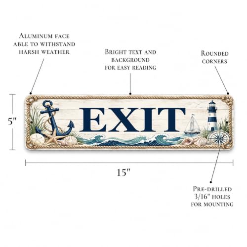 Exit Coastal Business Sign — Metal Door & Wayfinding Sign for stores - style: EXIT