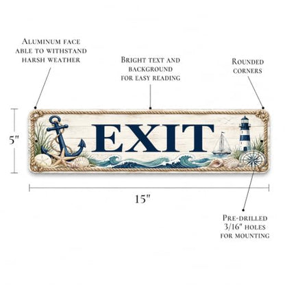 Exit Coastal Business Sign — Metal Door & Wayfinding Sign for stores - style: EXIT