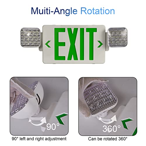 GZRUIYANG Exit Sign with Emergency Lights Green, LED Emergency Exit Light with Battery Backup, UL 924 Certified, AC 120/277V, Commercial Emergency Lights Combo for Business - 4 Pack - color: White Housing Green Letter, size: 4 Pack