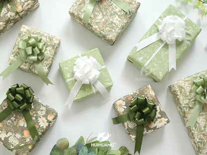 HUIHUANG White Pull Bows for Gifts, Christmas Gift Bows 4" x 8" x 12 PCS - color: White, size: 1 Pack (12 bows, 4 in x 8 in)