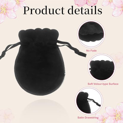 uxcell 20pcs Small Velvet Drawstring Pouches, 3.5"x4.7" Jewelry Bags, Black - color: Black, size: 3.5" x 4.7"